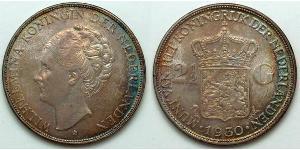 2 1/2 Гульден Королівство Нідерланди (1815 - ) Срібло Вільгельміна (королева Нідерландів)(1880 - 1962)