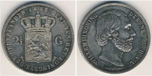 2 1/2 Гульден Королівство Нідерланди (1815 - ) Срібло Віллем III
