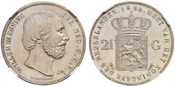 2 1/2 Гульден Королівство Нідерланди (1815 - ) Срібло Віллем III