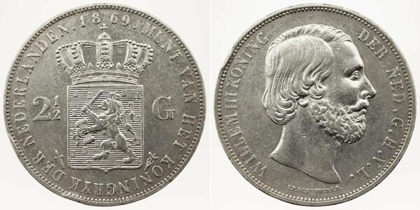 2 1/2 Гульден Королівство Нідерланди (1815 - ) Срібло Віллем III