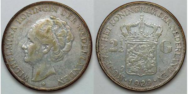 2 1/2 Гульден Королівство Нідерланди (1815 - ) Срібло Вільгельміна (королева Нідерландів)(1880 - 1962)