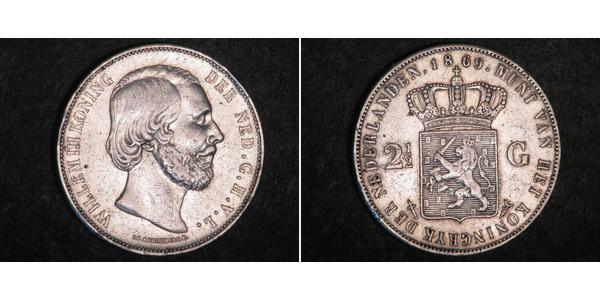 2 1/2 Гульден Королівство Нідерланди (1815 - ) Срібло Віллем III