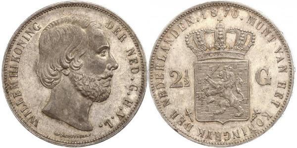 2 1/2 Гульден Королівство Нідерланди (1815 - ) Срібло Віллем III