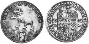 2/3 Thaler Anhalt-Bernburg (1603 - 1863) Argento Vittorio Federico di Anhalt-Bernburg(1700 – 1765)