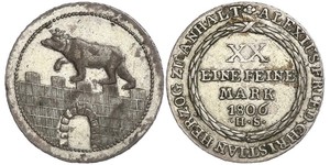 2/3 Thaler Anhalt-Bernburg (1603 - 1863) Argento Alessio Federico Cristiano di Anhalt-Bernburg(1767 – 1834)