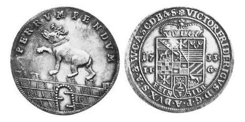 2/3 Thaler Anhalt-Bernburg (1603 - 1863) Argento Vittorio Federico di Anhalt-Bernburg(1700 – 1765)