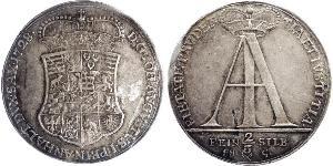 2/3 Thaler Anhalt-Zerbst  (1544 - 1796) Argento Giovanni Augusto di Anhalt-Zerbst (1677 – 1742)