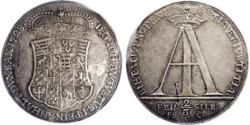 2/3 Thaler Anhalt-Zerbst  (1544 - 1796) Argento Giovanni Augusto di Anhalt-Zerbst (1677 – 1742)