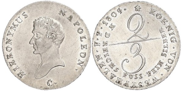 2/3 Thaler Germania Argento 