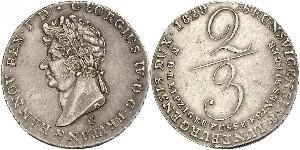 2/3 Thaler Regno di Hannover (1814 - 1866) Argento Giorgio IV (1762-1830)