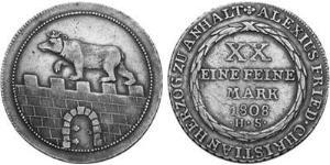 2/3 Thaler Anhalt-Bernburg (1603 - 1863) Plata Alexius Frederick Christian, Duke of Anhalt-Bernburg (1767 – 1834)