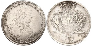 2/3 Thaler Principado de Ansbach (1398–1792) Plata Charles William Frederick, Margrave of Brandenburg-Ansbach (1712 – 1757)