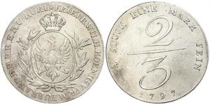 2/3 Thaler Reino de Prusia (1701-1918) Plata 
