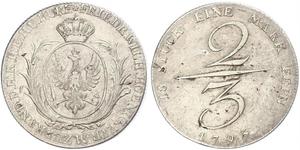 2/3 Thaler Reino de Prusia (1701-1918) Plata 