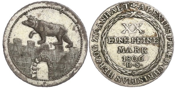 2/3 Thaler Anhalt-Bernburg (1603 - 1863) Silber Alexius Friedrich Christian (Anhalt-Bernburg)(1767 – 1834)