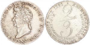 2/3 Thaler Königreich Hannover (1814 - 1866) Silber Georg IV (1762-1830)