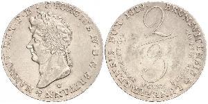 2/3 Thaler Königreich Hannover (1814 - 1866) Silber Georg IV (1762-1830)