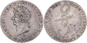 2/3 Thaler Königreich Hannover (1814 - 1866) Silber Georg IV (1762-1830)