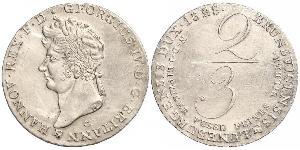 2/3 Thaler Königreich Hannover (1814 - 1866) Silber Georg IV (1762-1830)