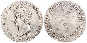 2/3 Thaler Königreich Hannover (1814 - 1866) Silber Georg IV (1762-1830)