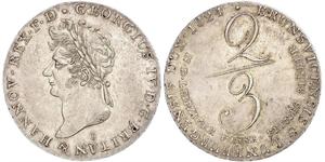 2/3 Thaler Königreich Hannover (1814 - 1866) Silber Georg IV (1762-1830)