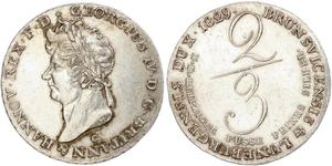 2/3 Thaler Königreich Hannover (1814 - 1866) Silber Georg IV (1762-1830)