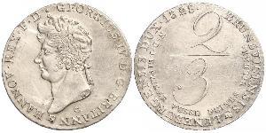 2/3 Thaler Kingdom of Hanover (1814 - 1866) Silver George IV (1762-1830)