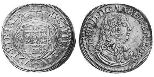 2/3 Thaler Principality of Ansbach (1398–1792) Silver John Frederick, Margrave of Brandenburg-Ansbach (1654 – 1686)