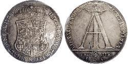 2/3 Thaler Principality of Anhalt-Zerbst (1544 - 1796) 銀 John Augustus, Prince of Anhalt-Zerbst (1677 – 1742)