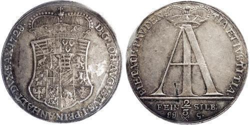 2/3 Thaler Principality of Anhalt-Zerbst (1544 - 1796) 銀 John Augustus, Prince of Anhalt-Zerbst (1677 – 1742)
