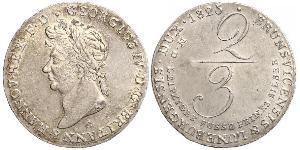 2/3 Thaler 汉诺威王国 (1814 - 1866) 銀 喬治四世 (1762-1830)