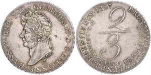 2/3 Thaler 汉诺威王国 (1814 - 1866) 銀 喬治四世 (1762-1830)