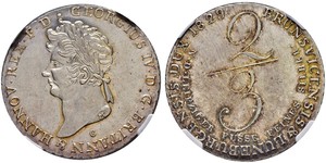 2/3 Thaler 汉诺威王国 (1814 - 1866) 銀 喬治四世 (1762-1830)