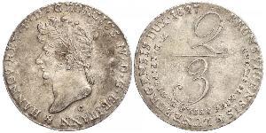 2/3 Thaler 汉诺威王国 (1814 - 1866) 銀 喬治四世 (1762-1830)