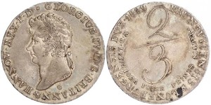 2/3 Thaler 汉诺威王国 (1814 - 1866) 銀 喬治四世 (1762-1830)