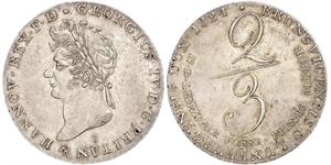 2/3 Thaler 汉诺威王国 (1814 - 1866) 銀 喬治四世 (1762-1830)
