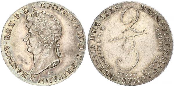 2/3 Thaler 汉诺威王国 (1814 - 1866) 銀 喬治四世 (1762-1830)