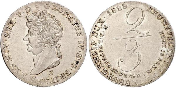 2/3 Thaler 汉诺威王国 (1814 - 1866) 銀 喬治四世 (1762-1830)