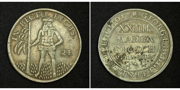 2/3 Thaler / 1 Gulden / 24 Mariengroschen States of Germany Plata 