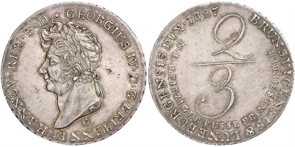 2/3 Талер Ганновер (королевство) (1814 - 1866) Серебро Георг IV (1762-1830)