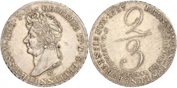 2/3 Талер Ганновер (королевство) (1814 - 1866) Серебро Георг IV (1762-1830)