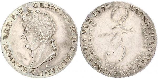 2/3 Талер Ганновер (королевство) (1814 - 1866) Серебро Георг IV (1762-1830)