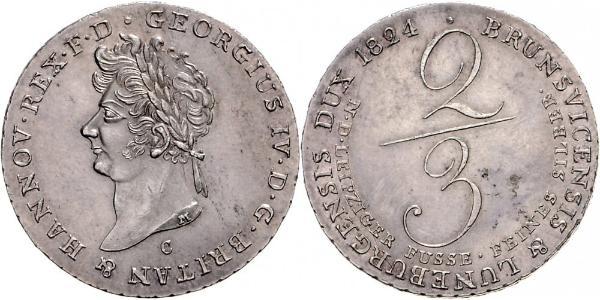 2/3 Талер Ганновер (королевство) (1814 - 1866) Серебро Георг IV (1762-1830)