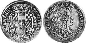 2/3 Талер Ангальт-Дессау (1603 -1863) / Анхальт (1806 - 1918) Срібло John George II, Prince of Anhalt-Dessau (1627 – 1693)