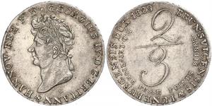 2/3 Талер Королівство Ганновер (1814 - 1866) Срібло Георг IV (1762-1830)