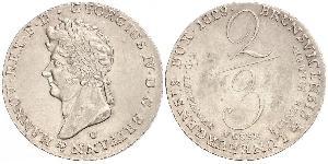 2/3 Талер Королівство Ганновер (1814 - 1866) Срібло Георг IV (1762-1830)
