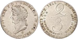 2/3 Талер Королівство Ганновер (1814 - 1866) Срібло Георг IV (1762-1830)