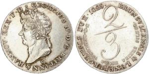 2/3 Талер Королівство Ганновер (1814 - 1866) Срібло Георг IV (1762-1830)