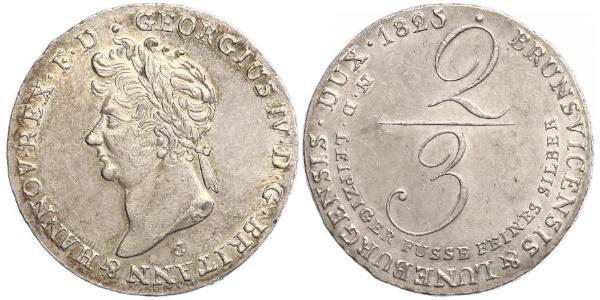 2/3 Талер Королівство Ганновер (1814 - 1866) Срібло Георг IV (1762-1830)