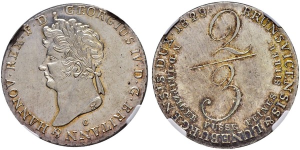 2/3 Талер Королівство Ганновер (1814 - 1866) Срібло Георг IV (1762-1830)